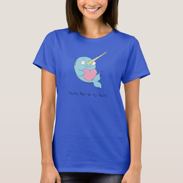 Narwhal Hugging a Heart Women's T-shirt (Front)