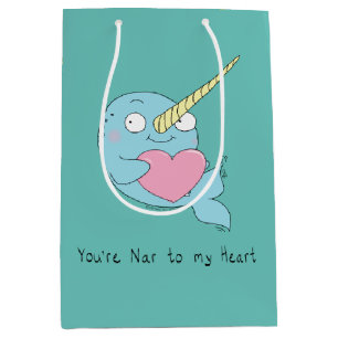 Narwhal Hugging Heart Valentine’s Day Gift Bag