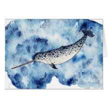 Narwhal in  a splash of watercolour