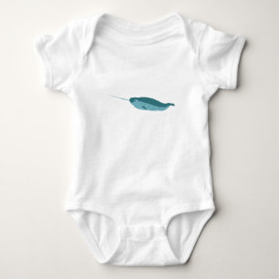 Narwhal in Blue Ocean Baby Bodysuit