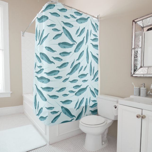 Narwhal in Blue Ocean Pattern (In Situ)