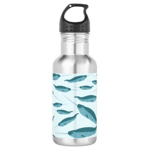 Narwhal in Blue Ocean Pattern 532 Ml Water Bottle