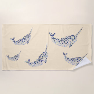 Narwhal In Dots Beach Towel