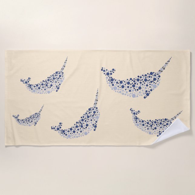 Narwhal In Dots Beach Towel (Front)