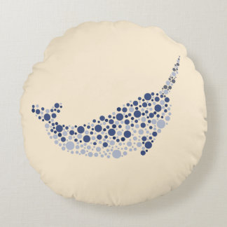 Narwhal In Dots Round Pillow
