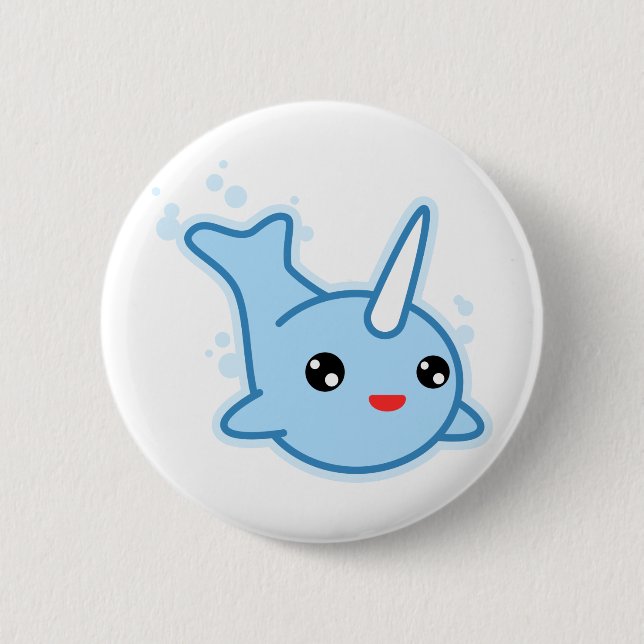 Narwhal Kawaii 2 Inch Round Button (Front)