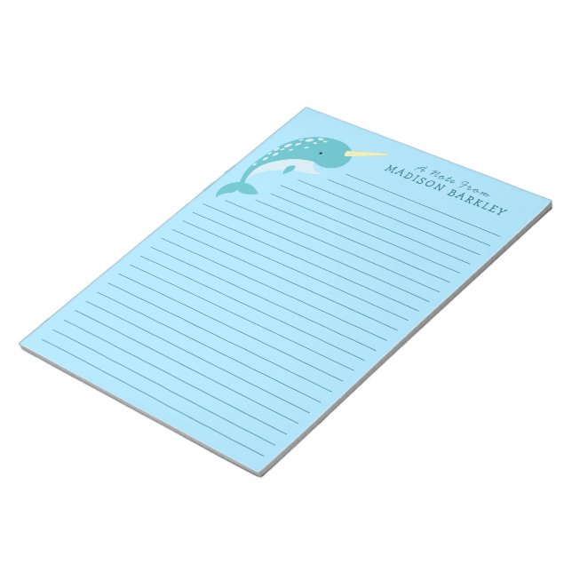 Narwhal Kid's Cute Stationary Notepad (Angled)