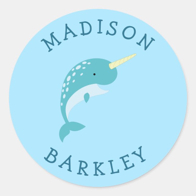 Narwhal Kid's Cute Whale Envelope Seal Stickers (Front)