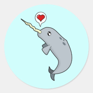 Narwhal Love Classic Round Sticker
