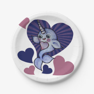 Narwhal love paper plate