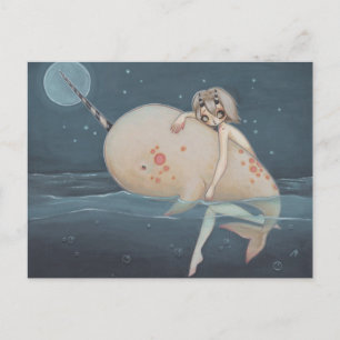 Narwhal lowbrow gothic art postcard