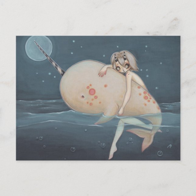Narwhal lowbrow gothic art postcard (Front)