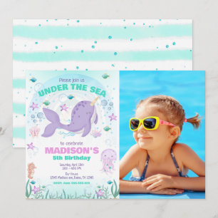 Narwhal Magical Under the Sea Birthday Party Invitation