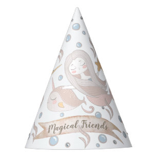 Narwhal,Mermaid,Unicorn,Dragon Pastel Personalized Party Hat