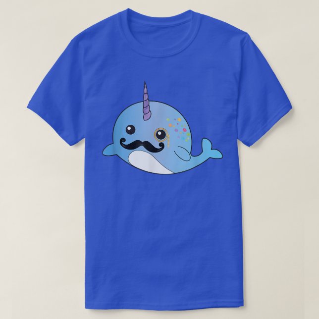 Narwhal Mustache Unicorns of the Sea Ts Animal Fun T-Shirt (Design Front)