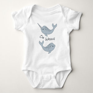 Narwhal Oh Whale Baby Bodysuit (Dark Text)