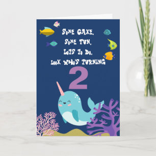 Narwhal Personalized Name Birthday Card