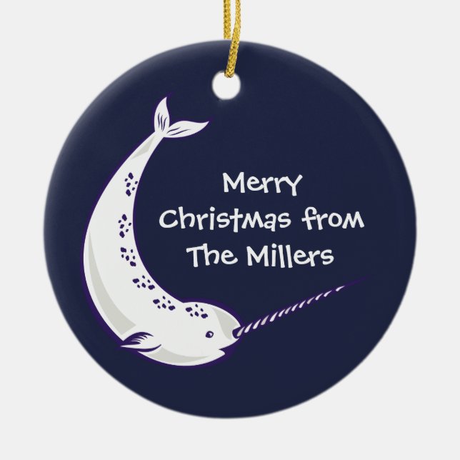 Narwhal Personalized Photo Christmas Ornament (Front)