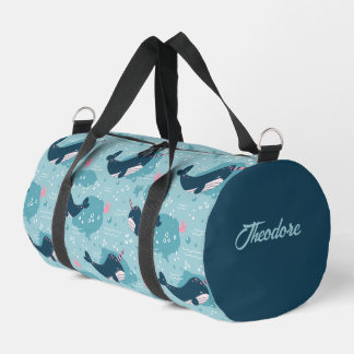 Narwhal Playtime Personalized Duffle Bag