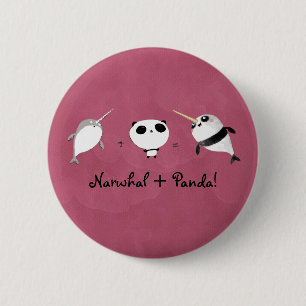 Narwhal plus Panda! 2 Inch Round Button