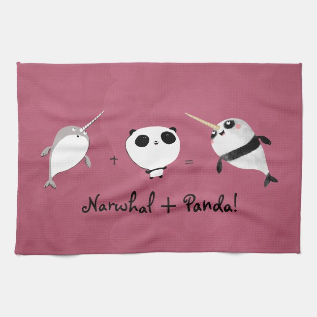 Narwhal plus Panda! Kitchen Towel (Horizontal)