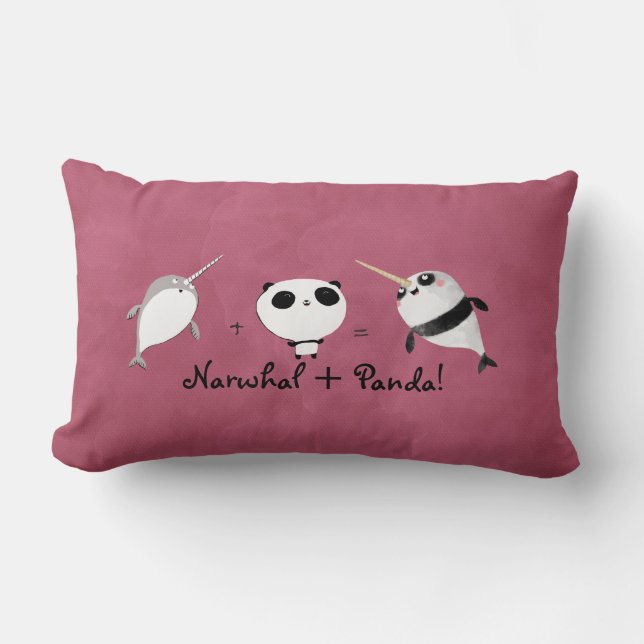 Narwhal plus Panda! Lumbar Pillow (Front)