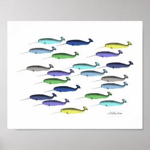 Narwhal Poster Nautical Ocean Beach Wall Art Decor