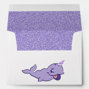 Narwhal Purple   Lilac Magical Sea Unicorn Address Envelope