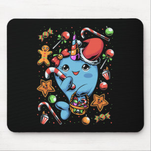 Narwhal Santa Christmas King Beach Tropical Unicor Mouse Pad