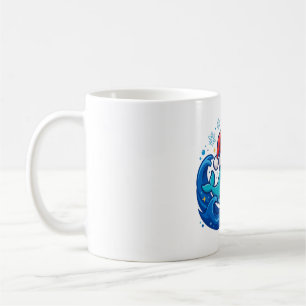 Narwhal Santa Hat Christmas Ocean Art Coffee Mug