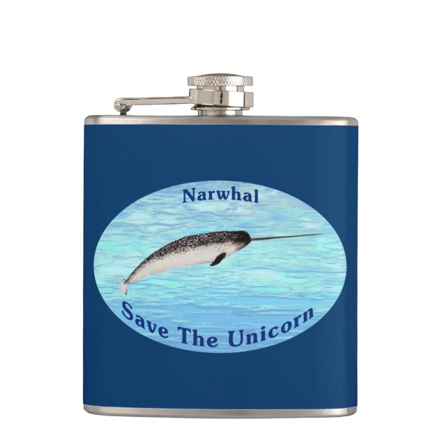 Narwhal - Save The Unicorn Hip Flask (Front)