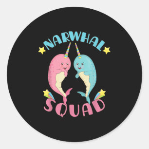 Narwhal Squad Cute Kawaii Narwhals Narwhale Classic Round Sticker