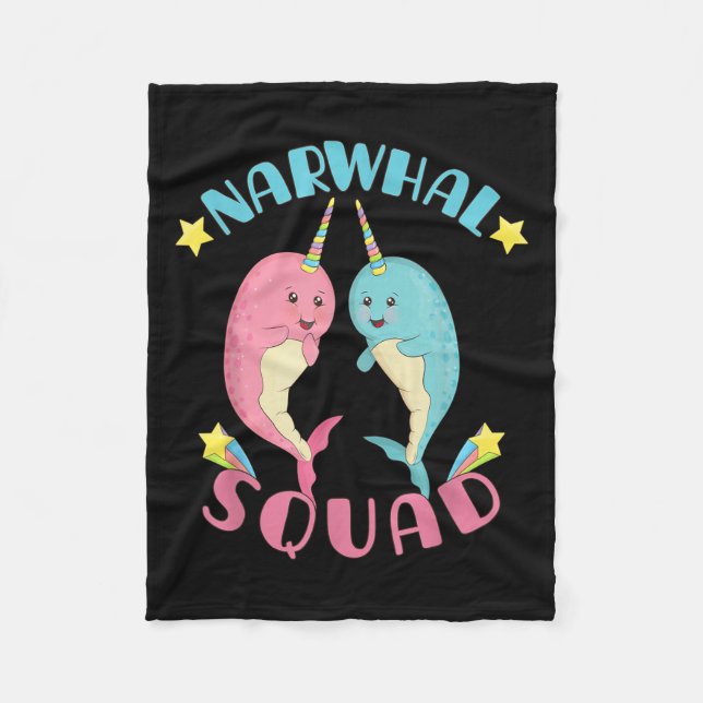 Narwhal Squad Cute Kawaii Narwhals Narwhale  Fleece Blanket (Front)