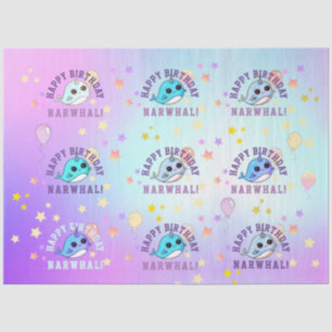 Narwhal Star Party Purple Blue Ombre Personalized  Tissue Paper