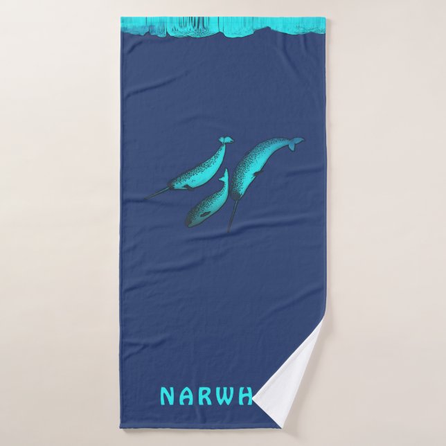 Narwhal Under The Ice Bath Towel Set (Bath Towel)