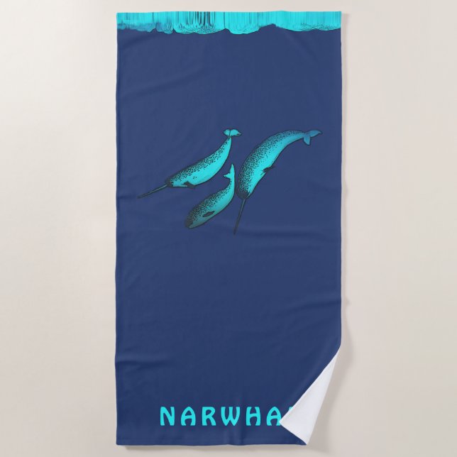 Narwhal Under The Ice Beach Towel (Front)
