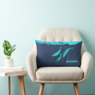 Narwhal Under The Ice Lumbar Pillow