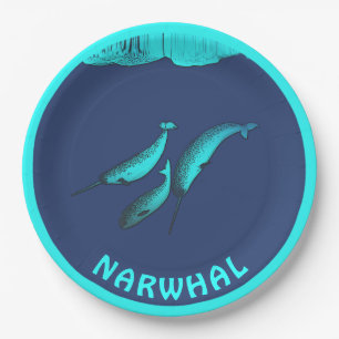 Narwhal Under The Ice Paper Plate