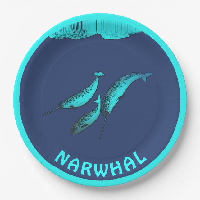 Narwhal Under The Ice Paper Plate (Front)