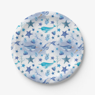 Narwhal Under the Sea Baby Shower Plates