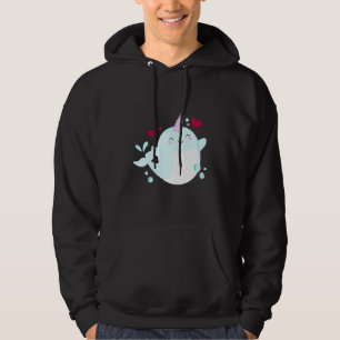 Narwhal Unicorn Love Heart Narwhale Sea Animals Fi Hoodie