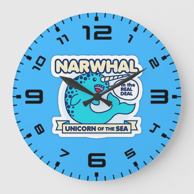 Narwhal Unicorn Of The Sea Large Clock (Front)