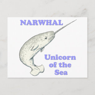Narwhal unicorn of the sea postcard