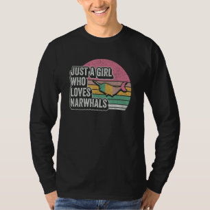Narwhal Vintage Retro Narwhal Just A Girl Who Love T-Shirt