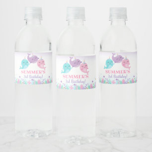 Narwhal Water Bottle Labels - Under the Sea Decor
