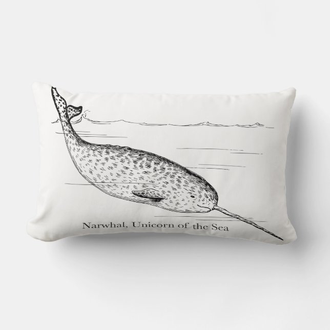 Narwhal Whale Unicorn of the Sea Lumbar Pillow (Front)