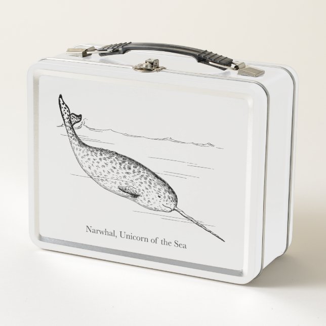 Narwhal Whale Unicorn of the Sea Metal Lunch Box (Front)