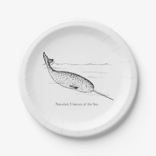 Narwhal Whale Unicorn of the Sea Paper Plate