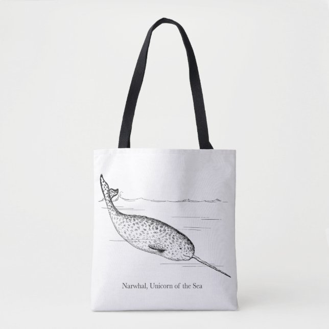 Narwhal Whale Unicorn of the Sea Tote Bag (Front)
