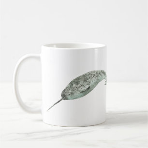 Narwhal whale watercolor coffee mug